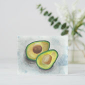 Avocado in Watercolor Postkarte (Stehend Vorderseite)