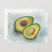 Avocado in Watercolor Postkarte (Vorne/Hinten)