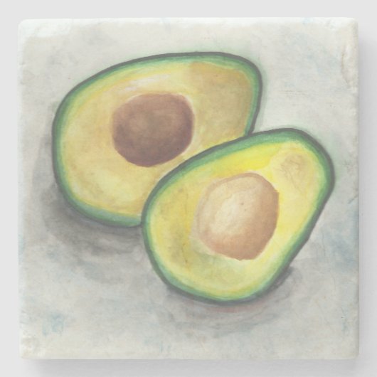 Avocado in Watercolor Steinuntersetzer (Vorderseite)