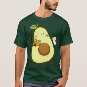 Avocado Katze frisst Kekse und trinkt Milch T-Shirt