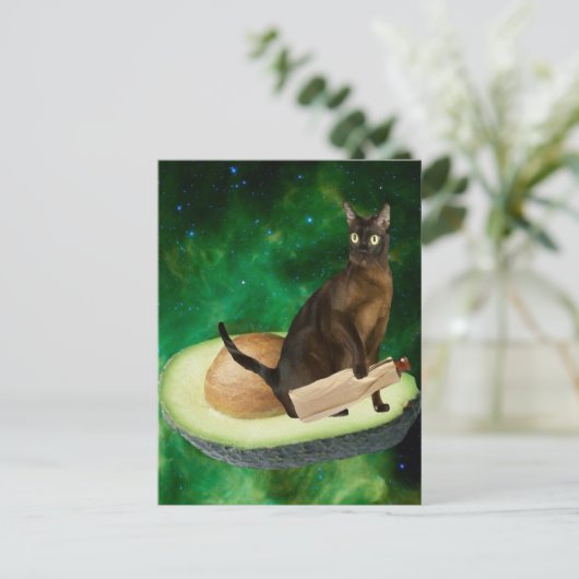Avocado-Katze Postkarte (Stehend Vorderseite)