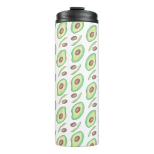 Avocado-Kerne Scheiben Obst Handgezeichnetes Muste Thermosbecher