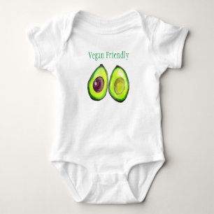 Avocado Kids Text Vegan Food Healthy Fruit Baby Baby Strampler