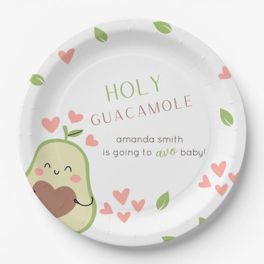 Avocado Kinderdusche, Baby Girl, Niedlicher Avocad Pappteller (Vorderseite)