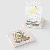 Avocado Koch Steinuntersetzer (Seitenansicht)