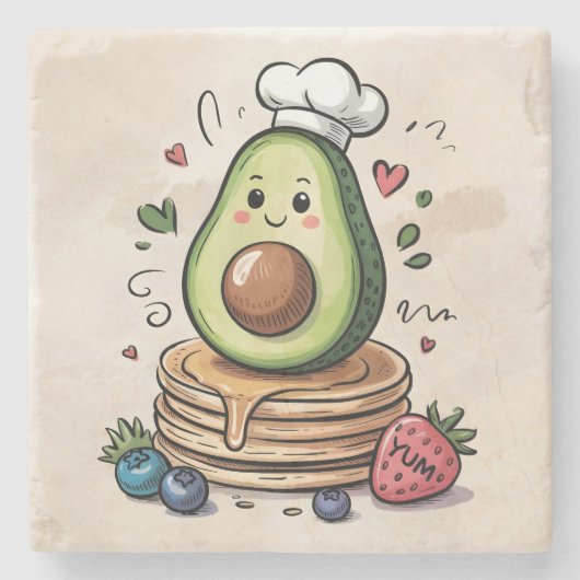 Avocado Koch Steinuntersetzer (Vorderseite)