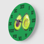 Avocado Küche Gemüse gesunde Wasserfarben Lebensmi Große Wanduhr (Winkel)