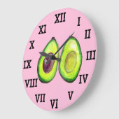 Avocado Küche Gemüse gesunde Wasserfarben Lebensmi Große Wanduhr (Winkel)