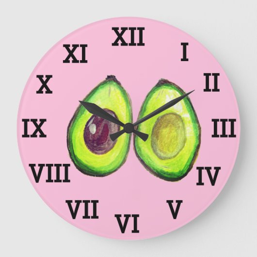 Avocado Küche Gemüse gesunde Wasserfarben Lebensmi Große Wanduhr (Vorderseite)