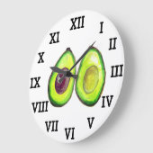 Avocado Küche Gemüse gesunde Wasserfarben Lebensmi Große Wanduhr (Winkel)