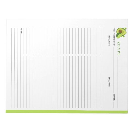 Avocado Kulinarisches Rezept Notepad Notizblock (Vorderseite)