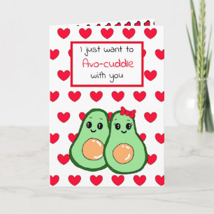 Avocado-Lebensmittel-Wortspiel, süße glückliche Ju Karte