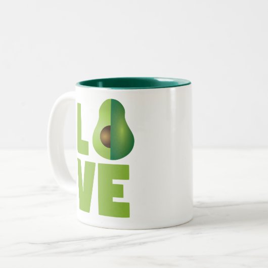 Avocado-Liebe-Nahrungsmittelveganes vegetarisches Zweifarbige Tasse (Vorderseite Links)