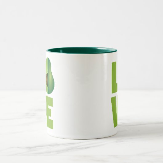 Avocado-Liebe-Nahrungsmittelveganes vegetarisches Zweifarbige Tasse (Mittel)