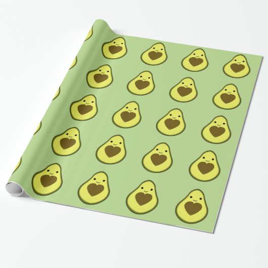 Avocado Liebe Niedlich Avocado mit Herzstück Pit Geschenkpapier (Ungerollt)