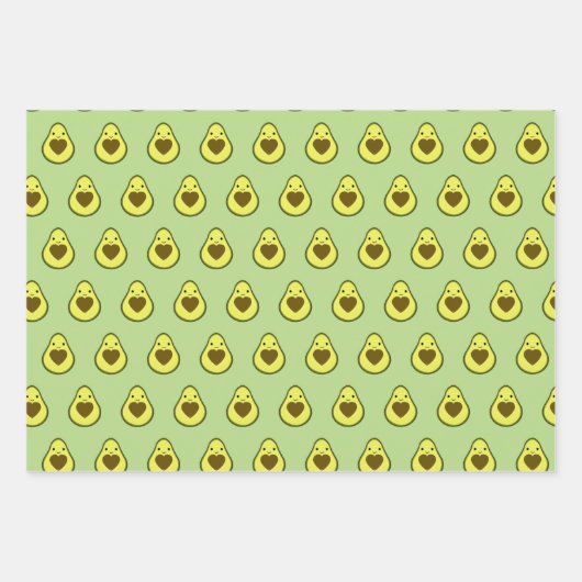 Avocado Liebe Niedlich Avocado mit Herzstück Pit Geschenkpapier Set (Vorderseite)