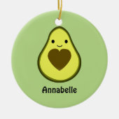 Avocado Liebe Niedlich Avocado mit Herzstück Pit Keramik Ornament (Vorne)