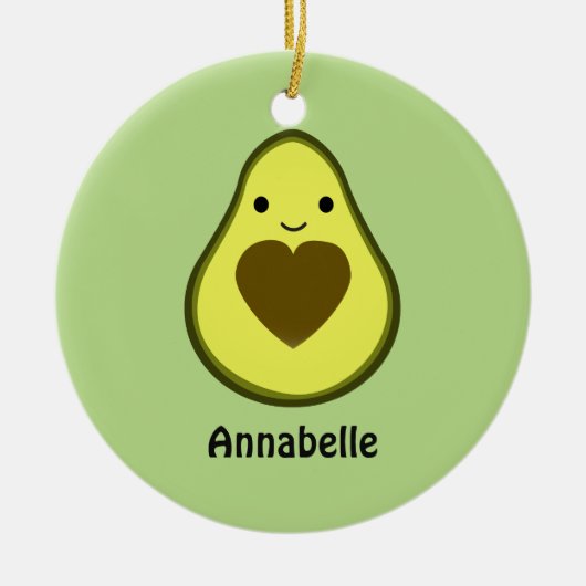 Avocado Liebe Niedlich Avocado mit Herzstück Pit Keramik Ornament (Vorne)