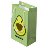Avocado-Liebe-niedliche Avocado mit einer Herz Kleine Geschenktüte (Rückseite Schrägansicht)