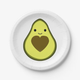 Avocado-Liebe-niedliche Avocado mit einer Herz Pappteller