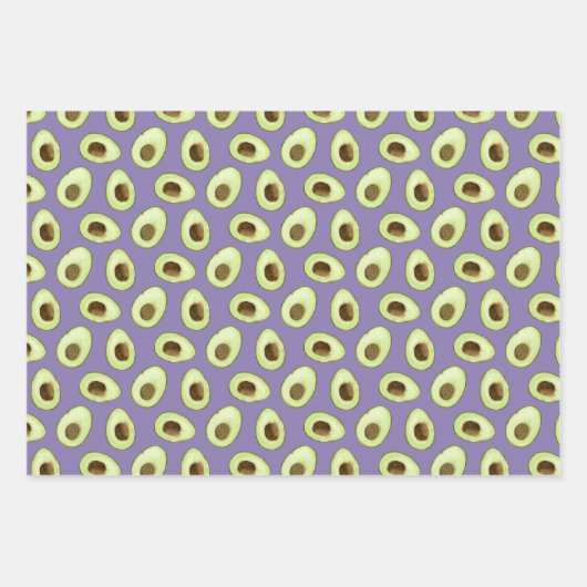 Avocado Lila Geschenkpapier Set (Vorderseite)
