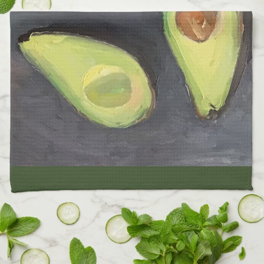 Avocado Lime Green Grau Art Geschirrtuch (Gefaltet)