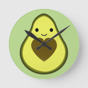 Avocado Love Cute Avocado with a heart Pit Runde Wanduhr