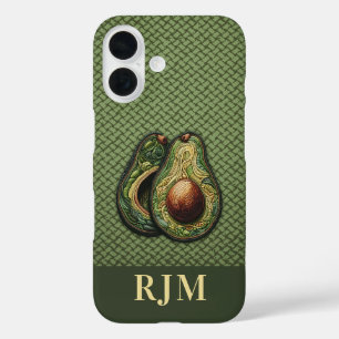 Avocado Lover Imitats Stickerei iPhone 16 Hülle