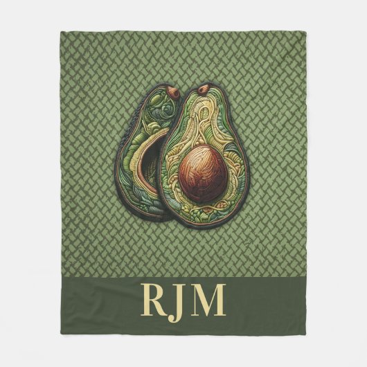 Avocado Lover Imitats Stickerei Fleecedecke (Vorderseite)