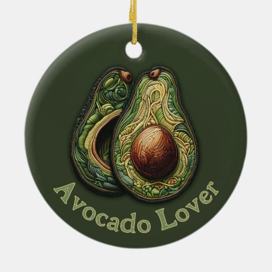 Avocado Lover Imitats Stickerei Keramik Ornament (Hinten)