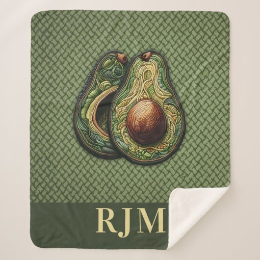 Avocado Lover Imitats Stickerei Sherpadecke (Vorderseite)