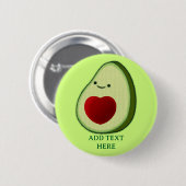 Avocado Lover Niedlich Cartoon Button (Vorne & Hinten)