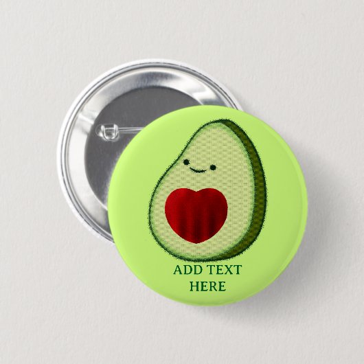 Avocado Lover Niedlich Cartoon Button (Vorne & Hinten)