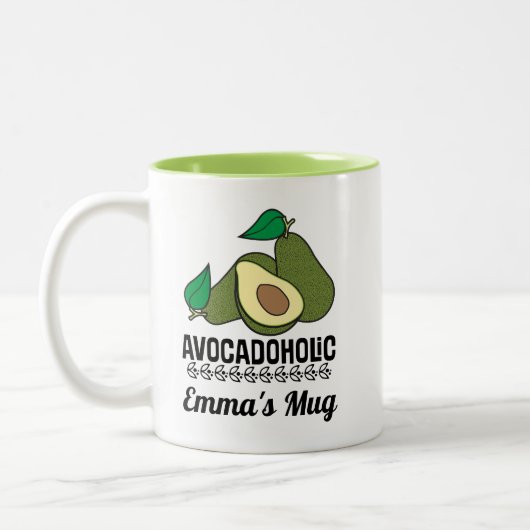 Avocado Lover Personalisiertes Geschenk Zweifarbige Tasse (Links)