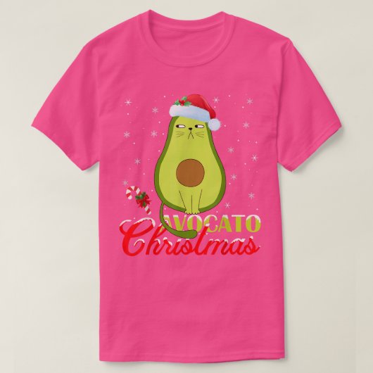 Avocado Lover Xmas Lights Santa Avocado Cat Christ T-Shirt (Design vorne)