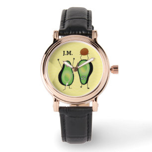 Avocado lustige jubelnde Handstand grüne Grube Armbanduhr