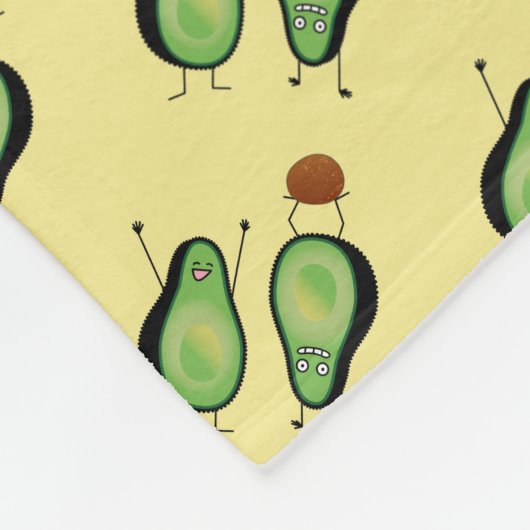 Avocado lustige zujubelnde grüne Grube Handstand Fleecedecke (Ecke)