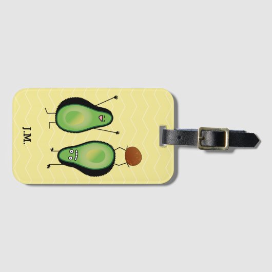 Avocado lustige zujubelnde grüne Grube Handstand Gepäckanhänger (Vorderseite (Horizontal))