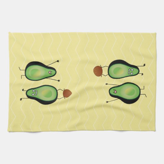 Avocado lustige zujubelnde grüne Grube Handstand Geschirrtuch (Horizontal)