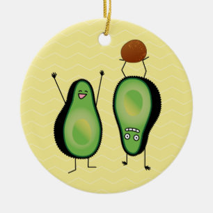 Avocado lustige zujubelnde grüne Grube Handstand Keramik Ornament