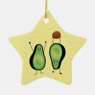 Avocado lustige zujubelnde grüne Grube Handstand Keramik Ornament