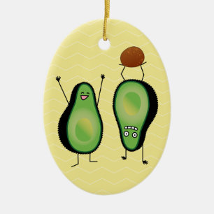 Avocado lustige zujubelnde grüne Grube Handstand Keramikornament