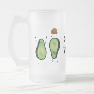 Avocado lustige zujubelnde grüne Grube Handstand Mattglas Bierglas
