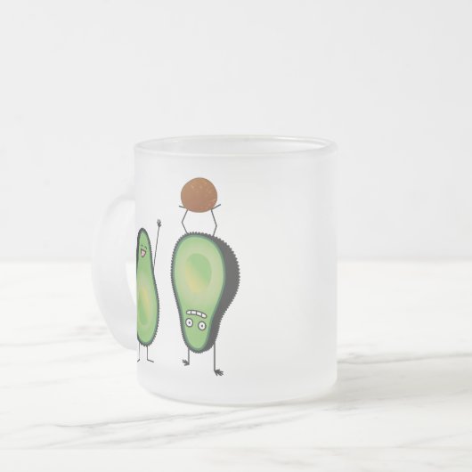 Avocado lustige zujubelnde grüne Grube Handstand Mattglastasse (Vorderseite Links)