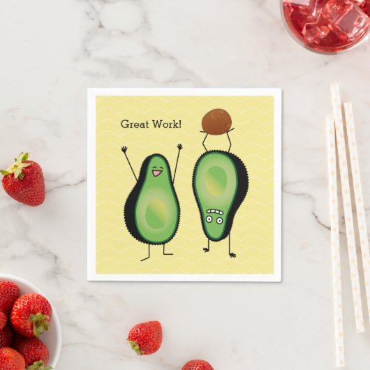 Avocado lustige zujubelnde grüne Grube Handstand Serviette (Beispiel)