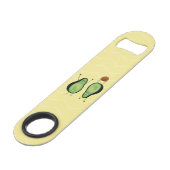 Avocado lustige zujubelnde grüne Grube Handstand Speedflaschenöffner (Vorderseite Schrägansicht)