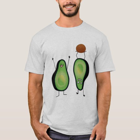 Avocado lustige zujubelnde grüne Grube Handstand T-Shirt (Vorderseite)