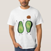 Avocado lustige zujubelnde grüne Grube Handstand T-Shirt (Vorderseite)