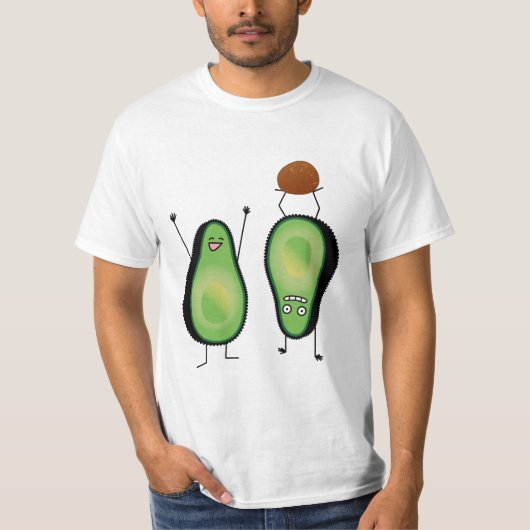 Avocado lustige zujubelnde grüne Grube Handstand T-Shirt (Vorderseite)