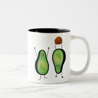 Avocado lustige zujubelnde grüne Grube Handstand Zweifarbige Tasse